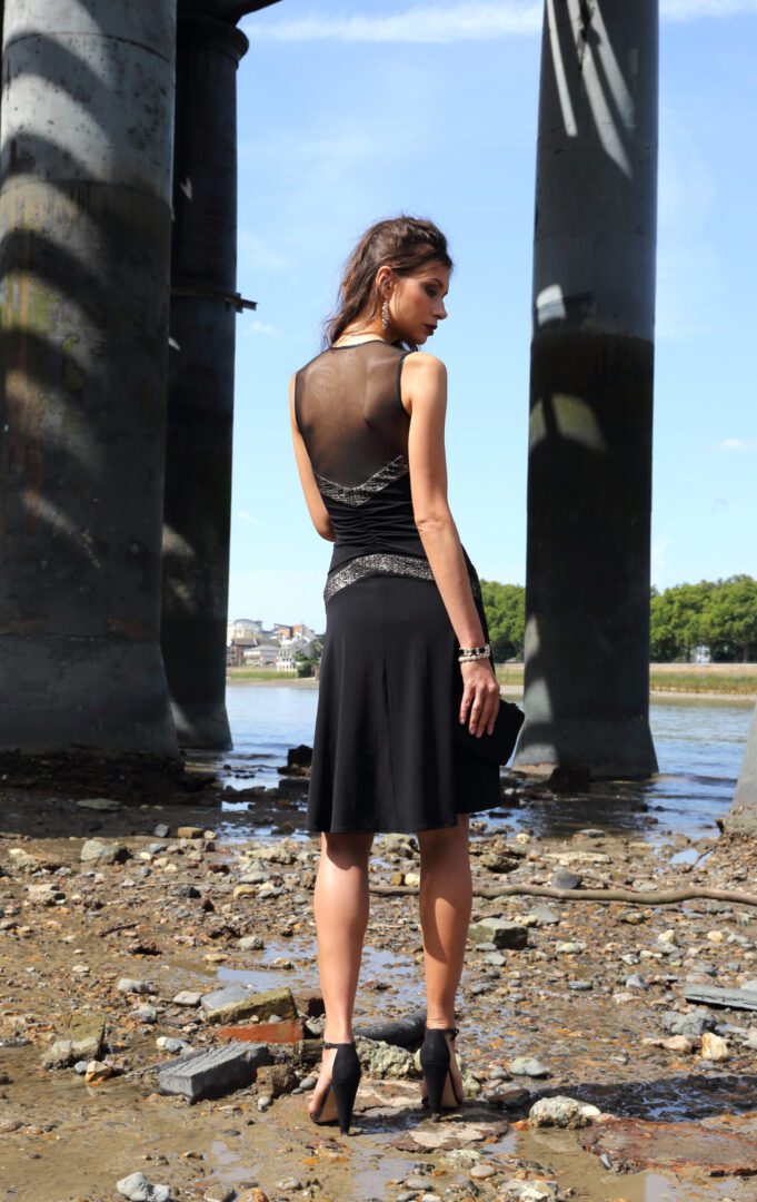 A black twenties’ tango dress