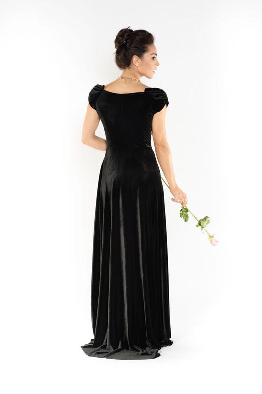 A black velvet gown