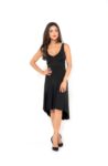 Model wearing a Line black tango dress