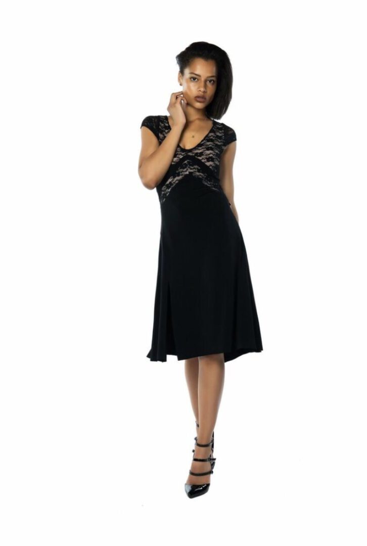 A stylish black v tango dress