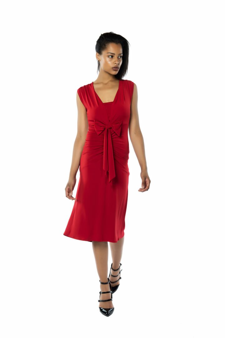 A red stylish bow tango dress