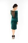 A back view of the puff sleeves velvet tango dress