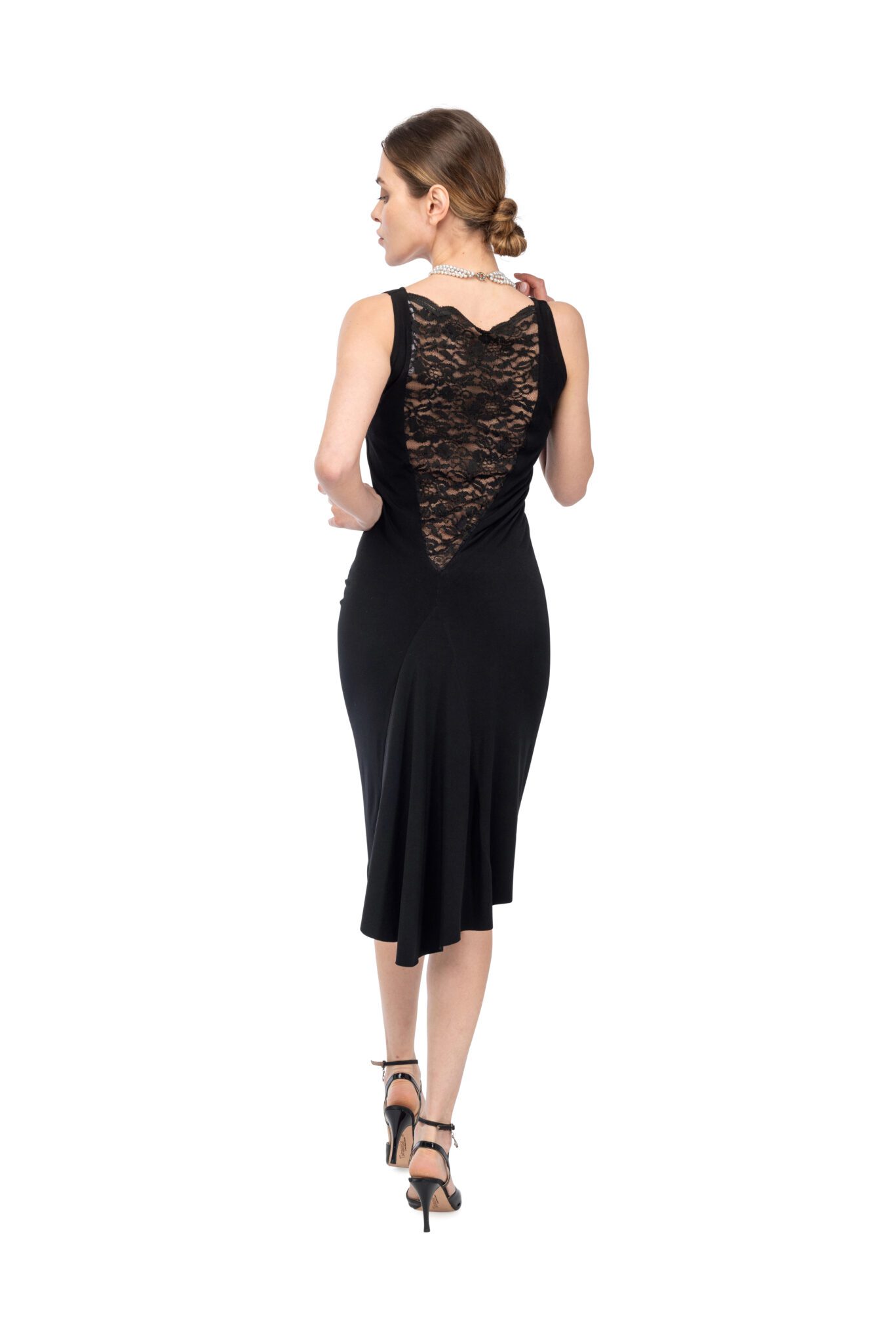Black Tango Dress with lace detail at the back - The London Tango Boutique