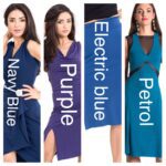 Four different color combinations of different dress