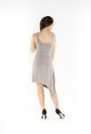 A back view of a reversible knee-length tango dress