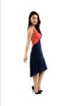 A beautiful tango dress in navy blue and coral