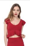 A red cropped reversible argentine tango top