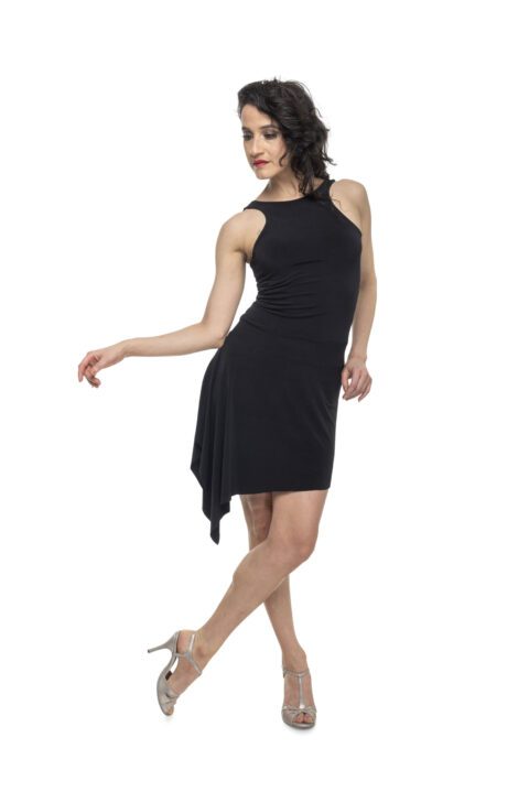A black Tango dress with silver heels