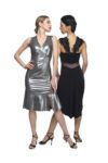 A pair of silver and black tango dress