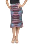 A purple and blue colored mermaid tango skirt in mosaic print