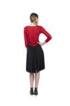 A red and black v argentine tango dress with a long sleeves option