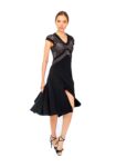 Model wearing V tango dress with Glitter tulle